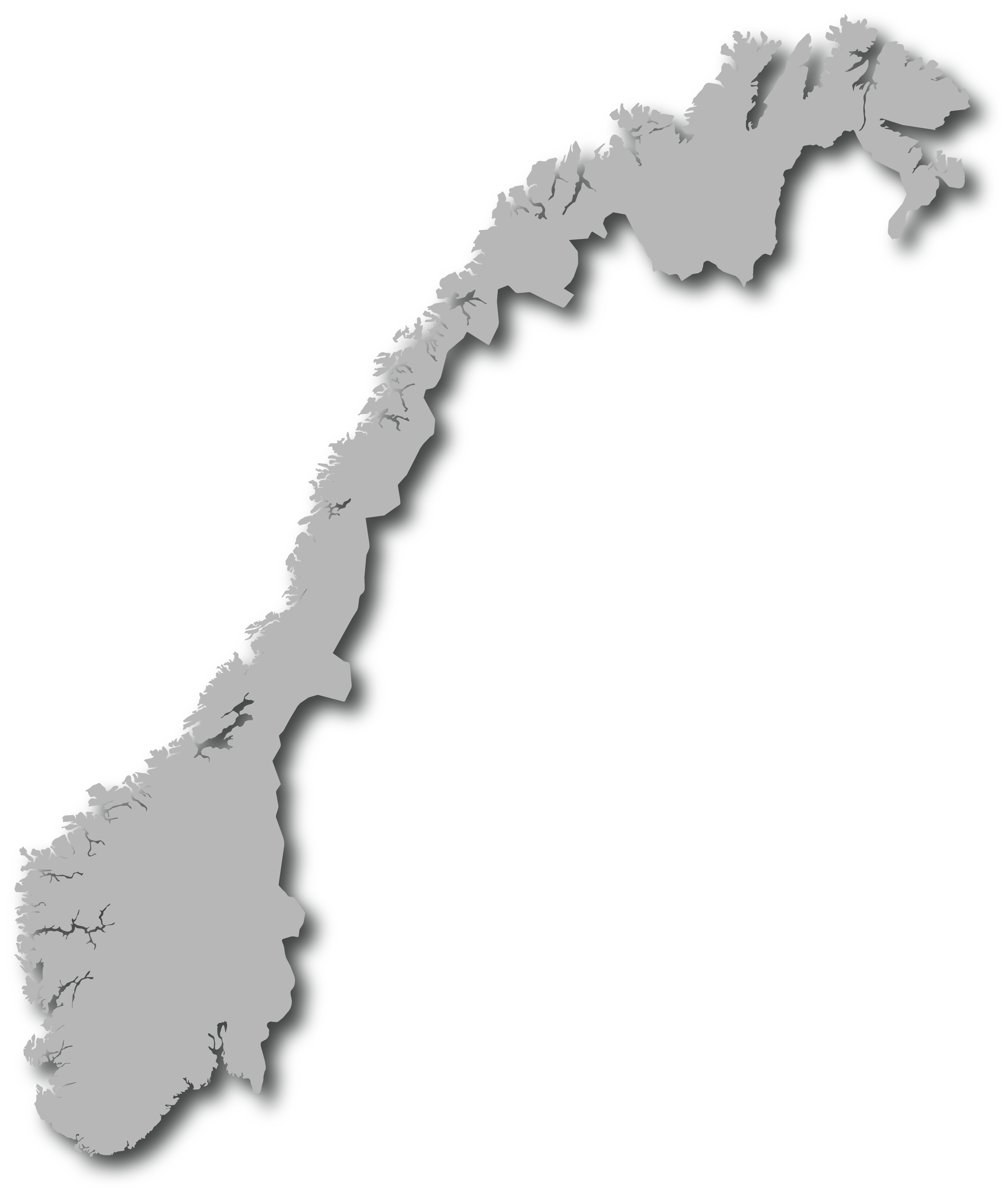 Kart Norge Lys grå